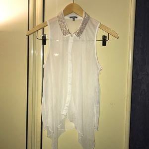 High-Low White Sheer Blouse